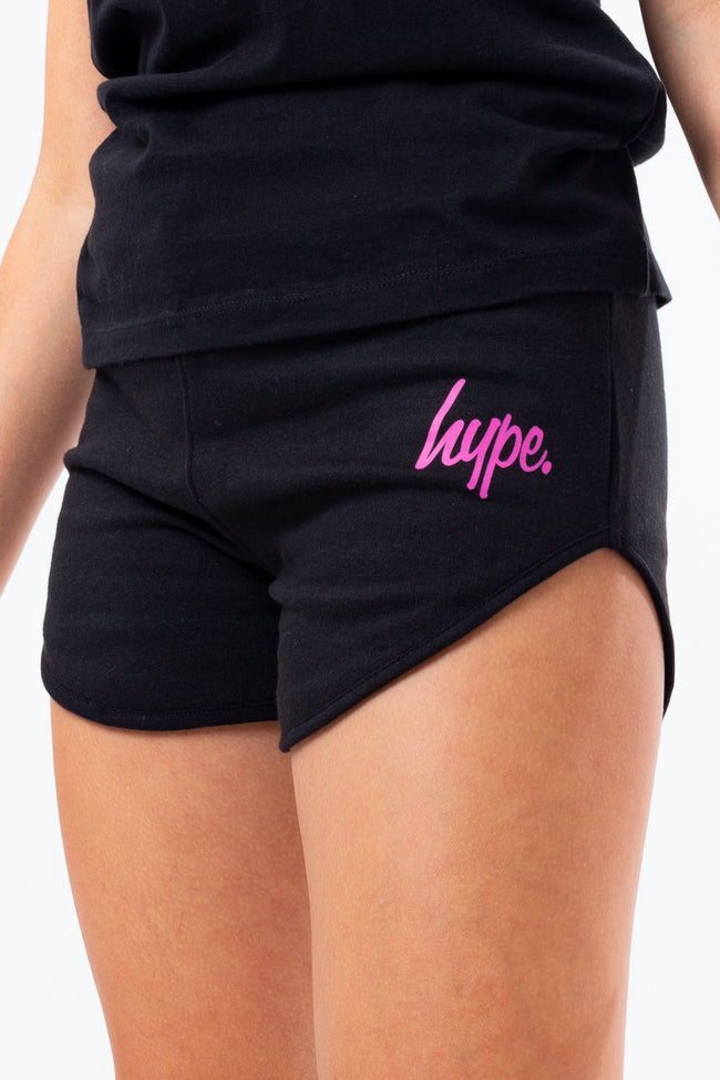 HYPE BLACK WITH PINK SCRIPT T-SHIRT AND SHORTS KIDS SET