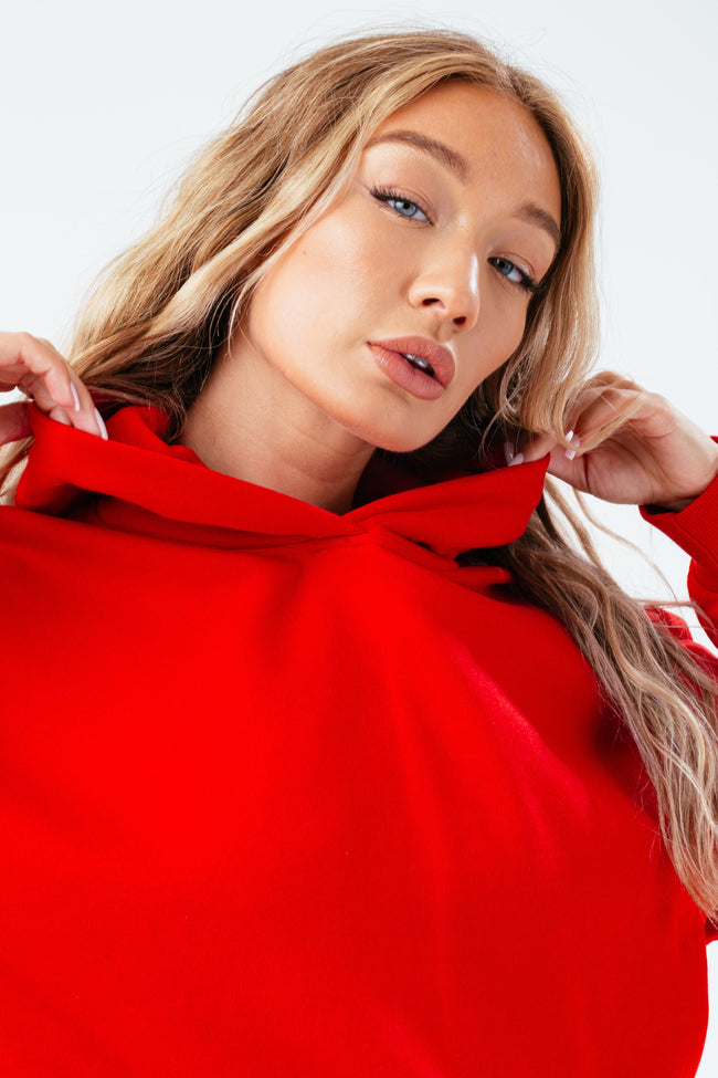 HYPE RED WOMEN'S CROP PULLOVER HOODIE