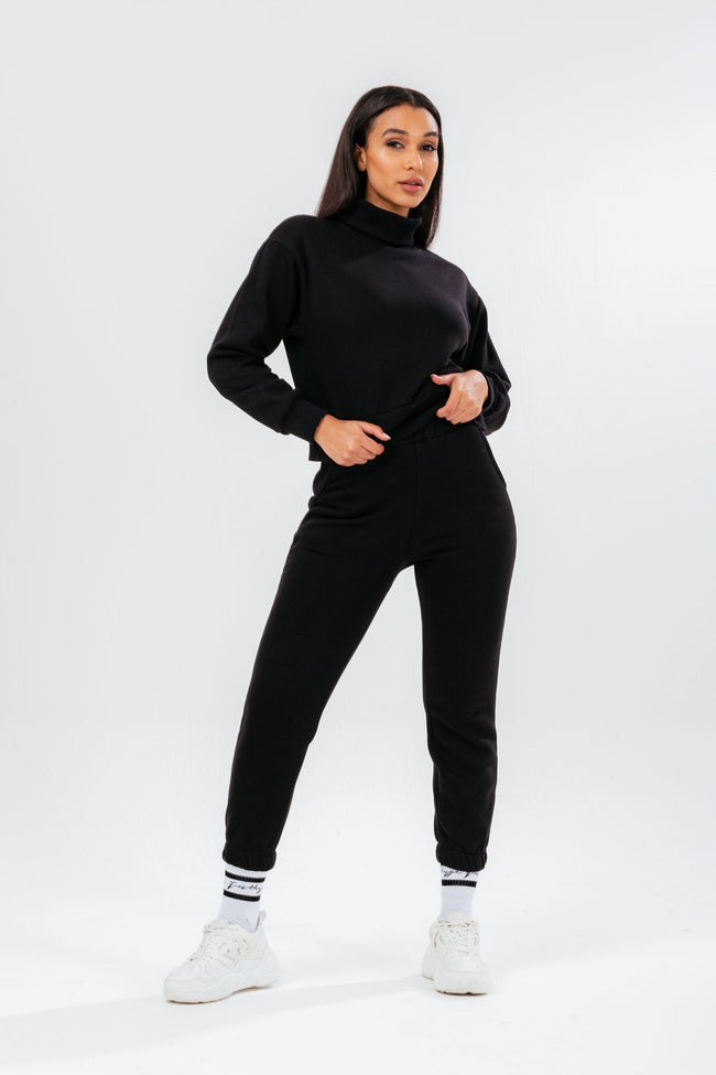 HYPE BLACK ROLL NECK WOMEN'S SWEATSHIRT