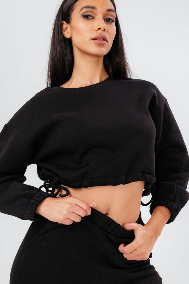 HYPE BLACK TIE WOMEN'S CROPPED SWEATSHIRT