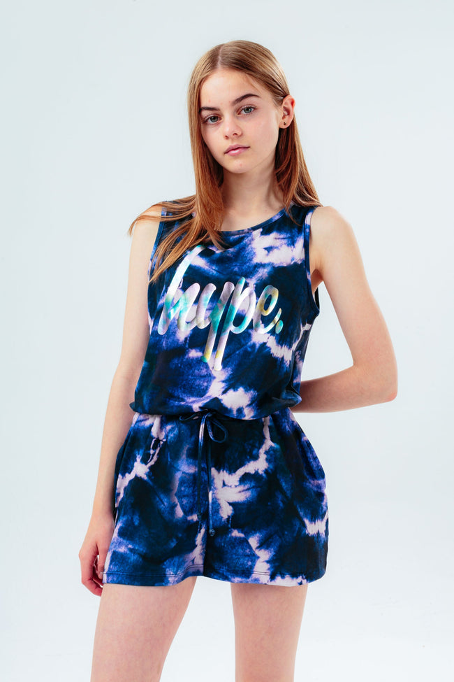 HYPE BLACK PINK TIE DYE GIRLS PLAYSUIT