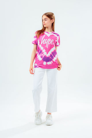 HYPE PINK TIE DYE HEART GIRLS T-SHIRT