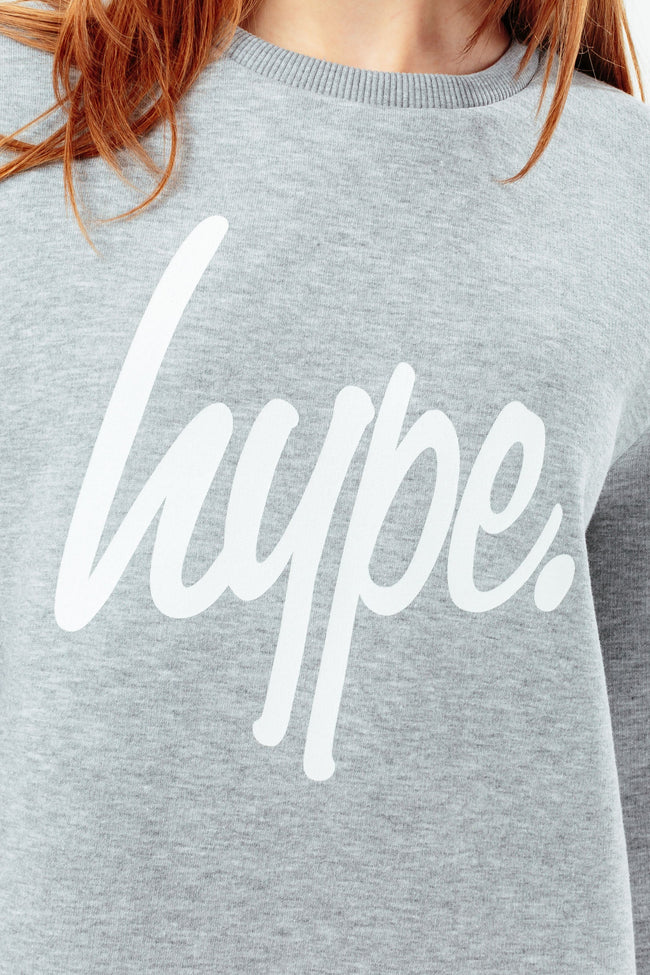 HYPE GREY SCRIPT SWEAT GIRLS DRESS