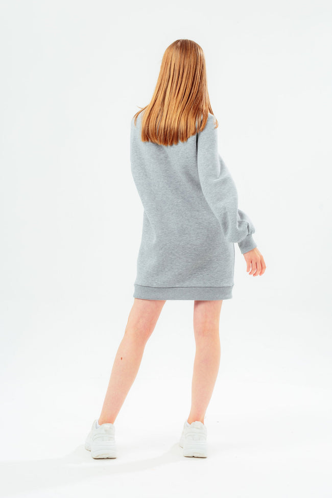 HYPE GREY SCRIPT SWEAT GIRLS DRESS