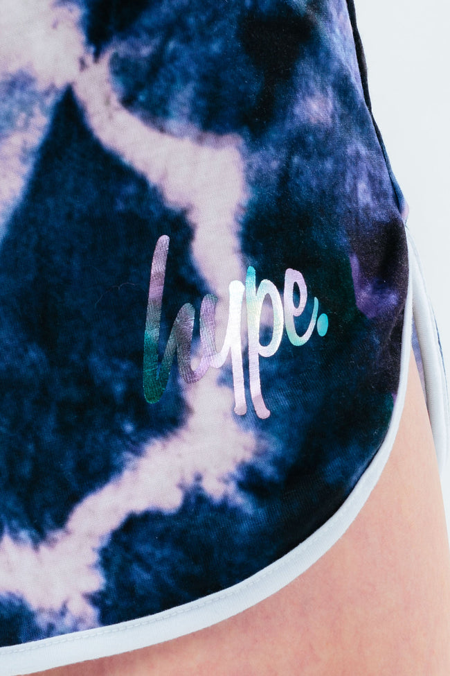 HYPE BLACK PINK TIE DYE GIRLS RUNNER SHORTS