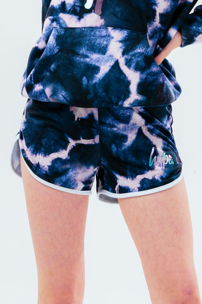 HYPE BLACK PINK TIE DYE GIRLS RUNNER SHORTS