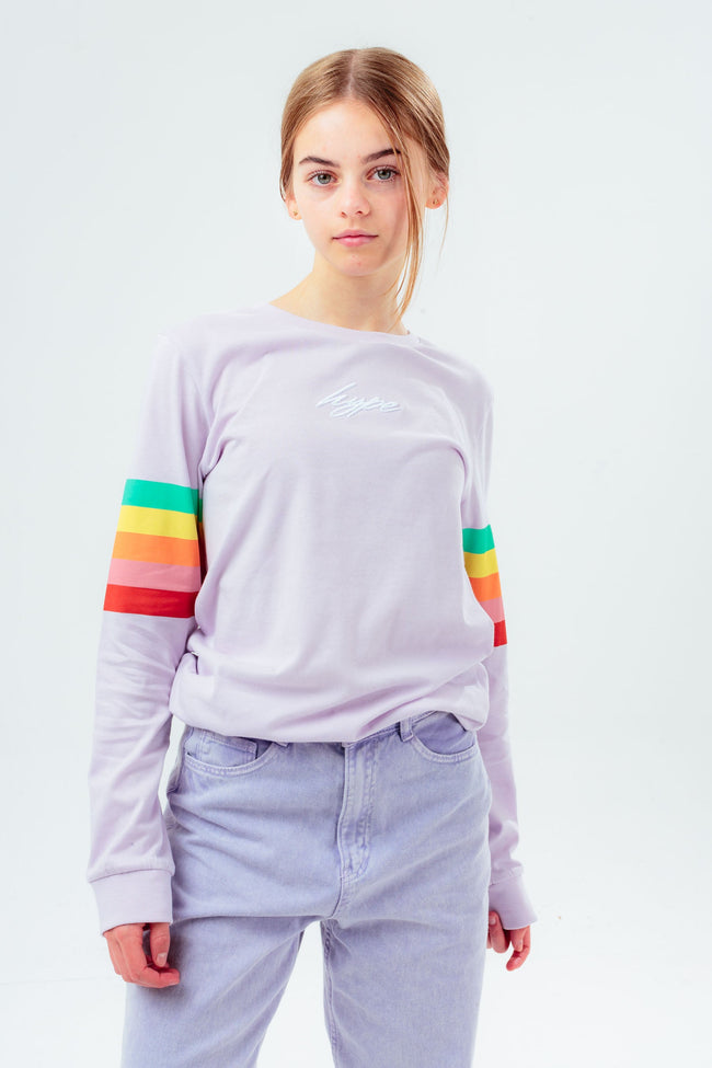 HYPE LILAC RAINBOW SLEEVE GIRLS L/S T-SHIRT