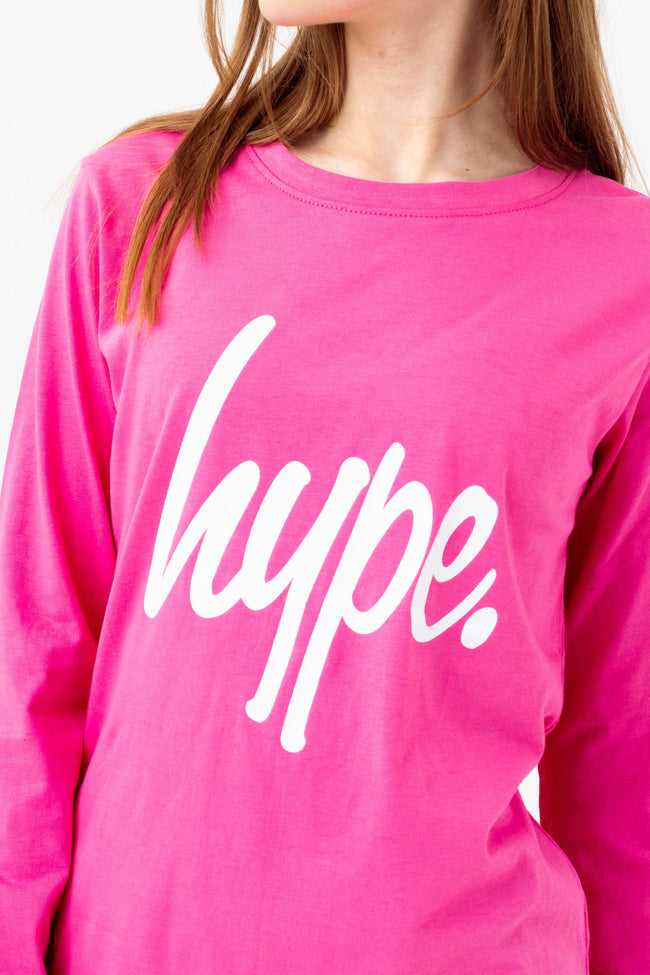 HYPE GIRLS FUCHSIA HEARTS SCRIPT CREW NECK & LEGGINGS