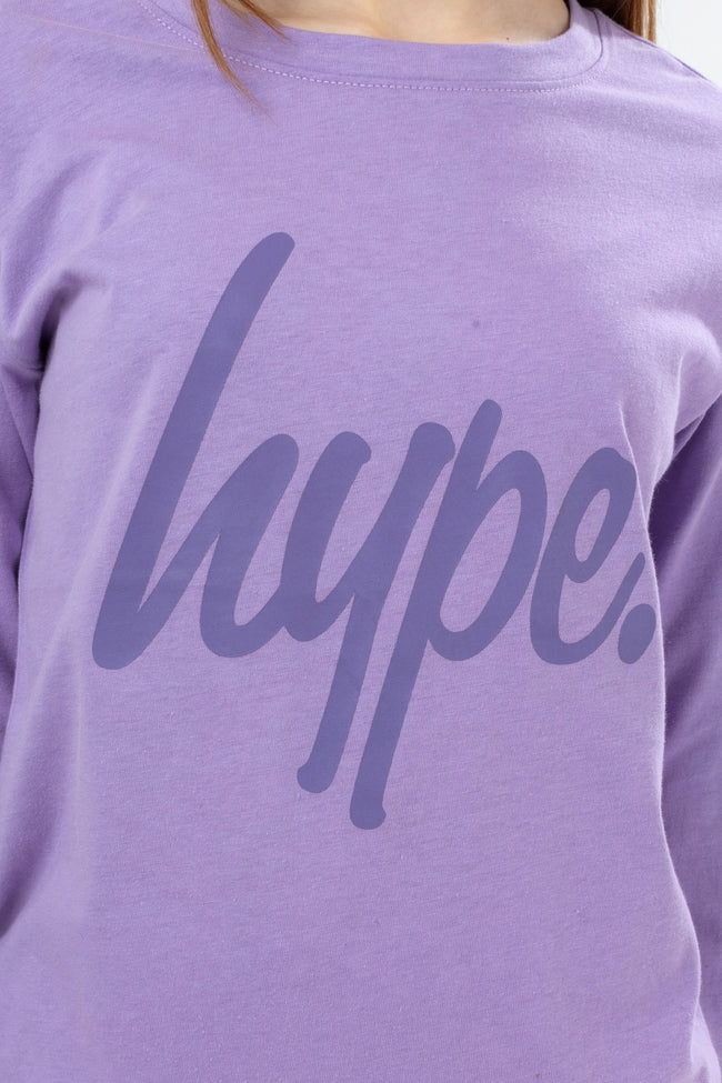 HYPE GIRLS PINK LILAC & BLACK SCRIPT 3 PACK CREW NECKS