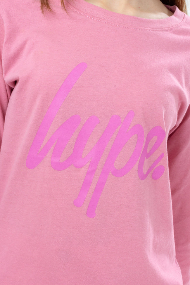 HYPE GIRLS PINK LILAC & BLACK SCRIPT 3 PACK CREW NECKS