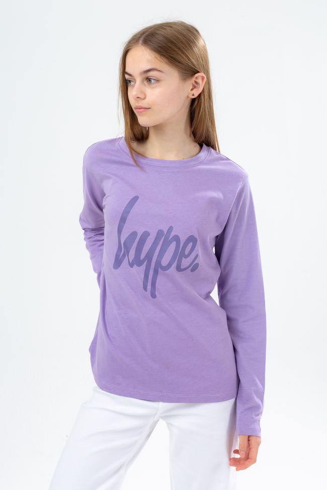 HYPE GIRLS PINK LILAC & BLACK SCRIPT 3 PACK CREW NECKS