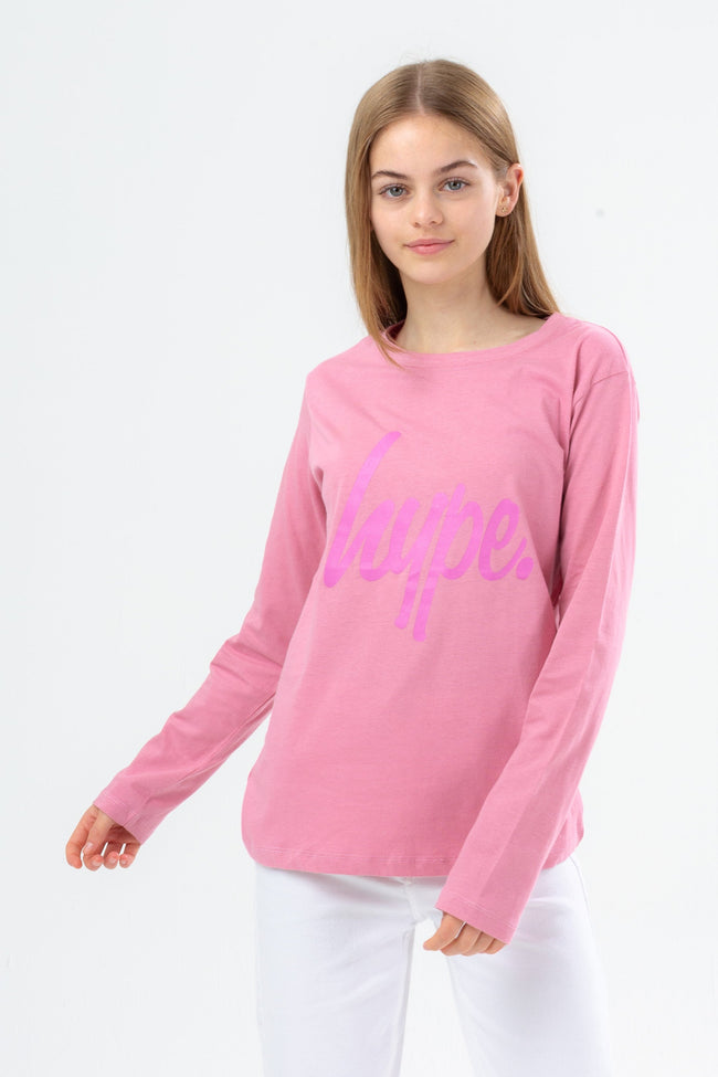 HYPE GIRLS PINK LILAC & BLACK SCRIPT 3 PACK CREW NECKS