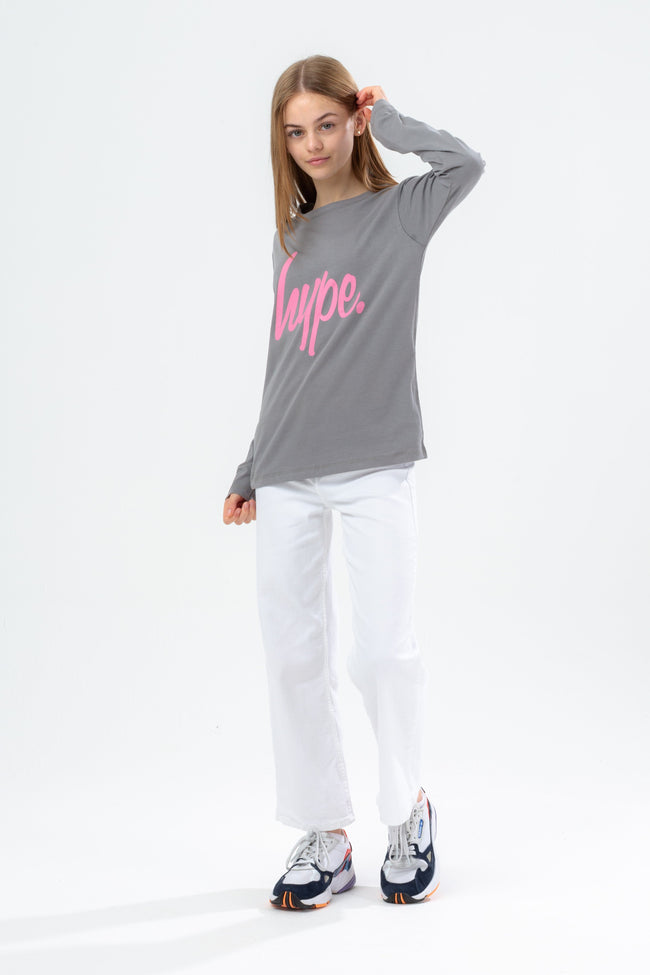 HYPE GIRLS PINK LILAC & BLACK SCRIPT 3 PACK CREW NECKS