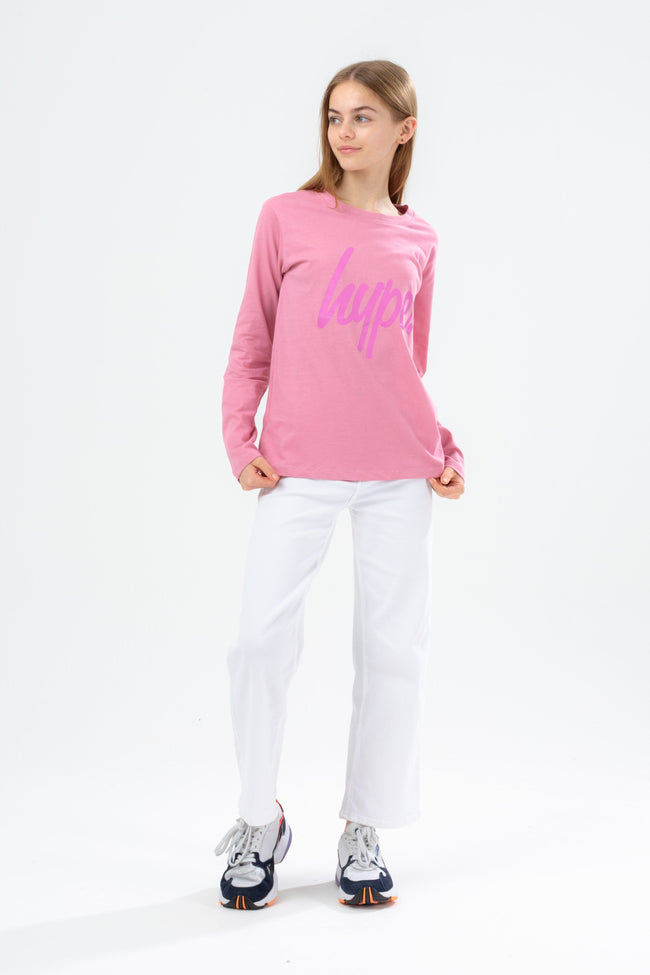 HYPE GIRLS PINK LILAC & BLACK SCRIPT 3 PACK CREW NECKS