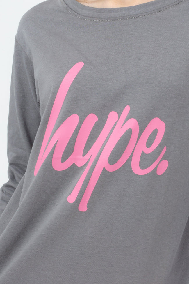 HYPE GIRLS PINK LILAC & BLACK SCRIPT 3 PACK CREW NECKS