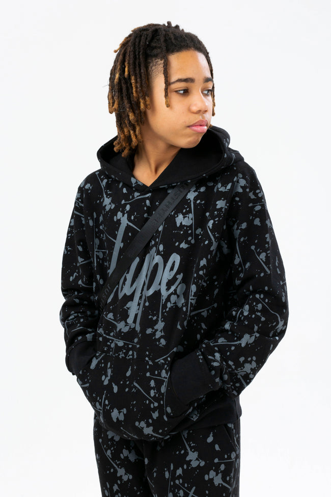 HYPE BOYS BLACK SPLATTER SCRIPT HOODIE & JOGGERS