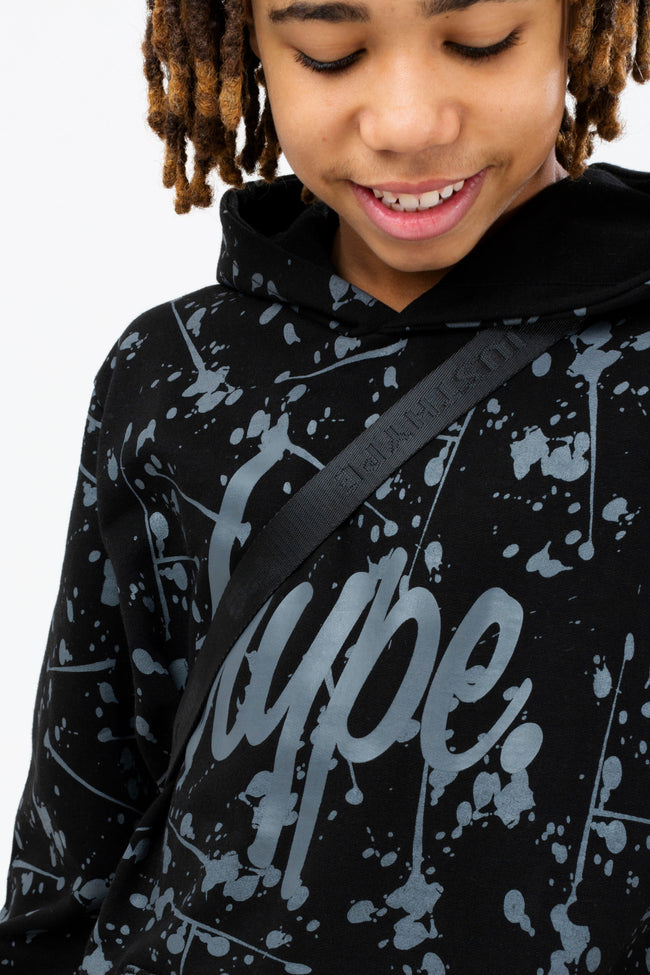 HYPE BOYS BLACK SPLATTER SCRIPT HOODIE & JOGGERS