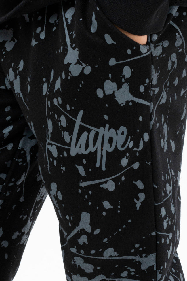 HYPE BOYS BLACK SPLATTER SCRIPT HOODIE & JOGGERS