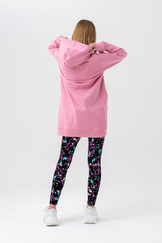 HYPE GIRLS PINK PAINT SPLATTER LONGLINE HOODIE & LEGGINGS