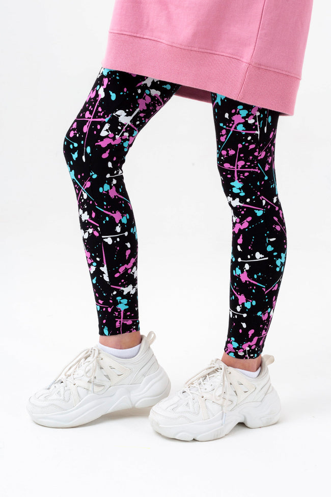 HYPE GIRLS PINK PAINT SPLATTER LONGLINE HOODIE & LEGGINGS