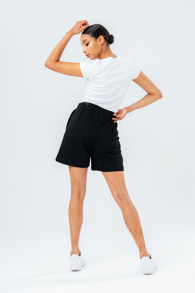 HYPE WOMENS BLACK REVERSE LOOP BACK SHORTS