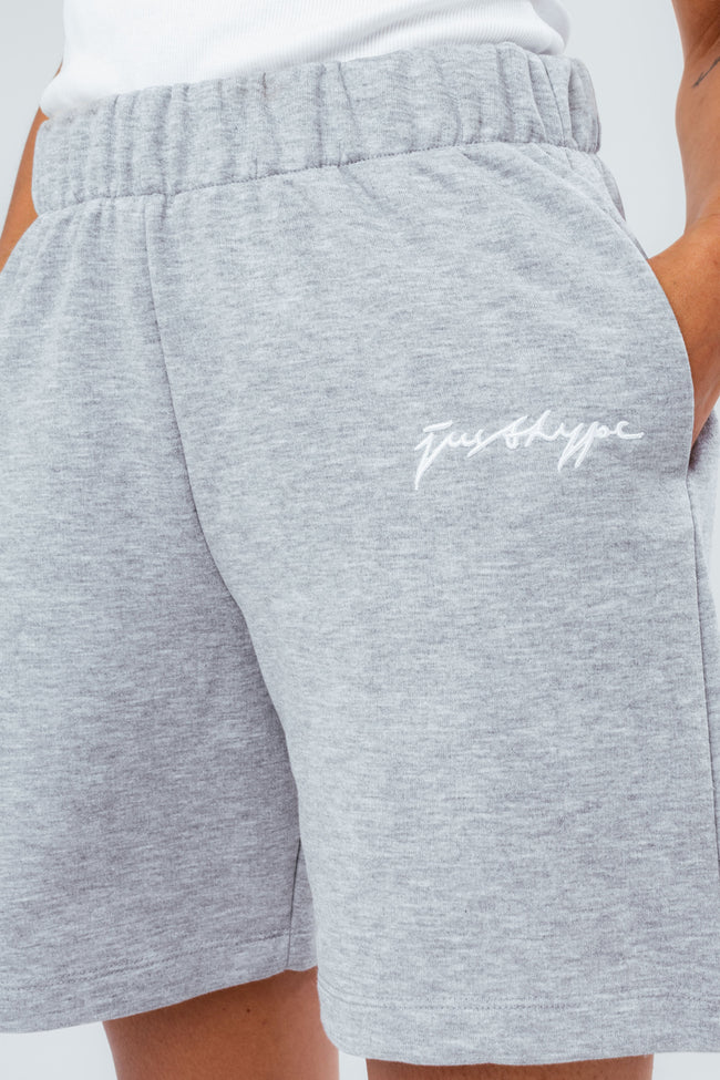 HYPE WOMENS GREY REVERSE LOOP BACK SHORTS