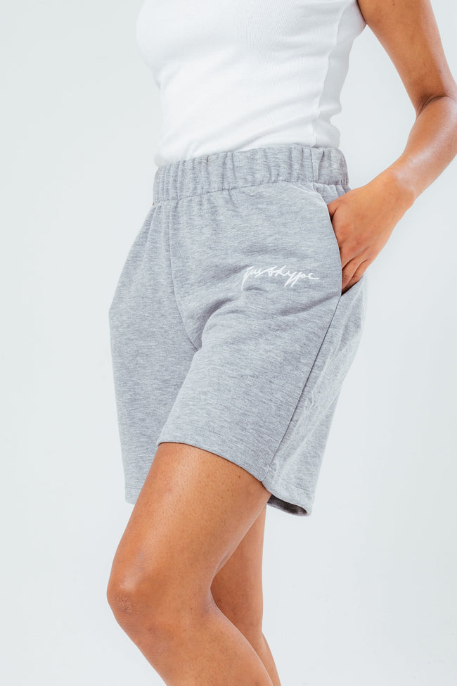 HYPE WOMENS GREY REVERSE LOOP BACK SHORTS