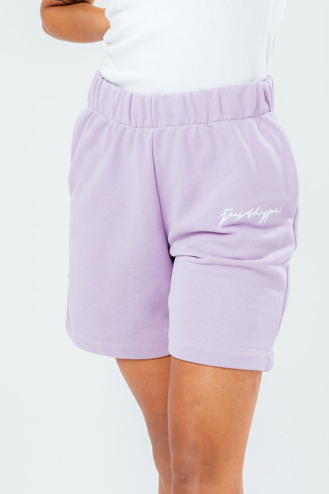 HYPE WOMENS LILAC REVERSE LOOP BACK SHORTS