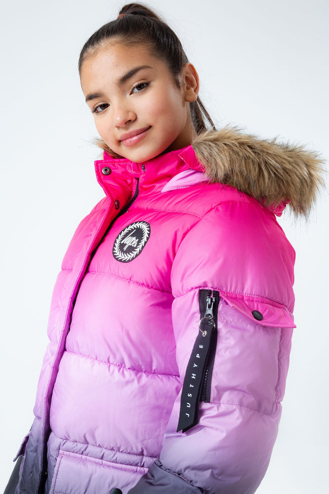 HYPE PINK FADE KIDS EXPLORER PARKER JACKET