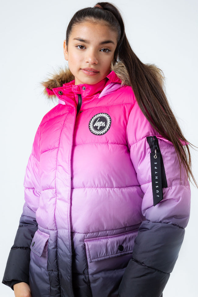 HYPE PINK FADE KIDS EXPLORER PARKER JACKET