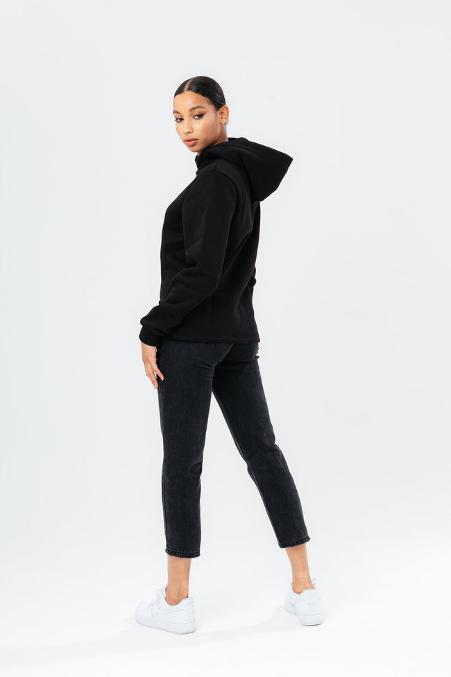 HYPE BLACK FUNNEL NECK WOMEN'S PULLOVER HOODIE