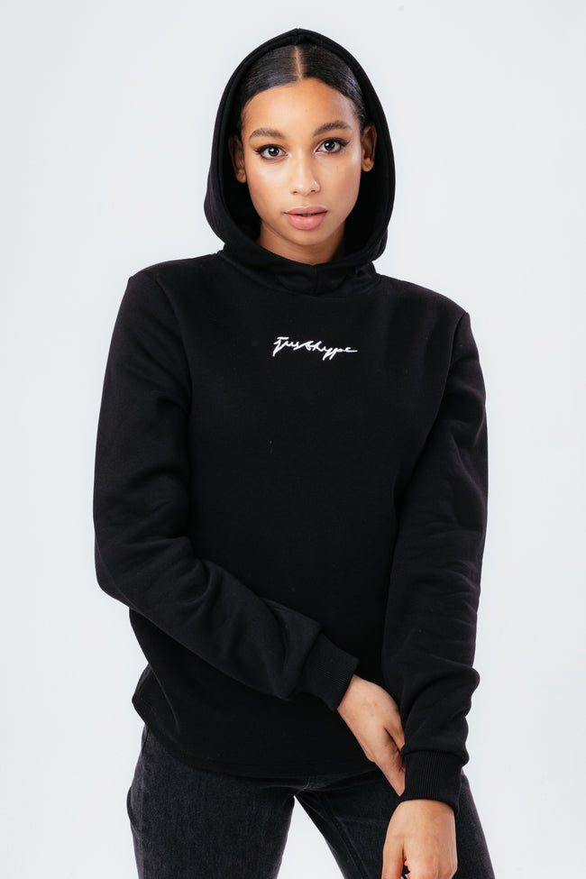 HYPE BLACK FUNNEL NECK WOMEN'S PULLOVER HOODIE