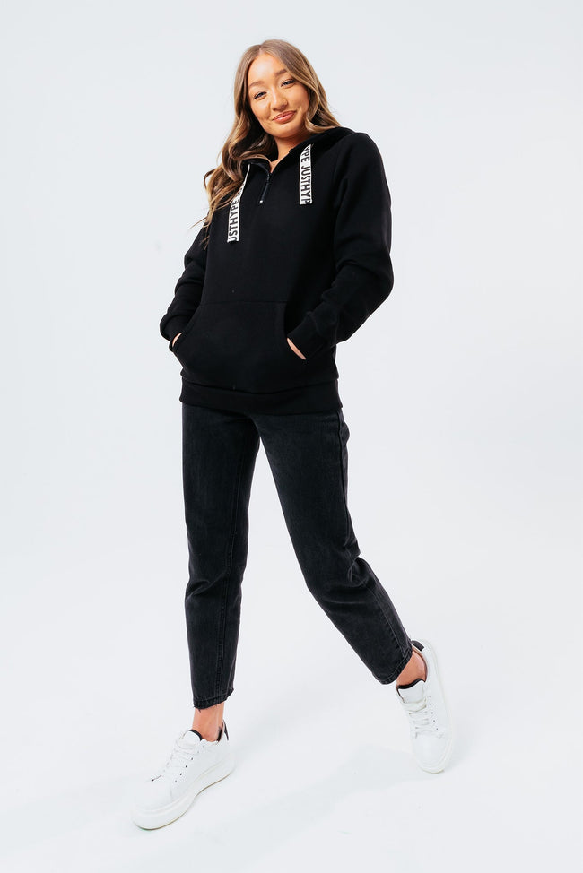 HYPE BLACK QUARTER ZIP WOMEN'S PULLOVER HOODIE