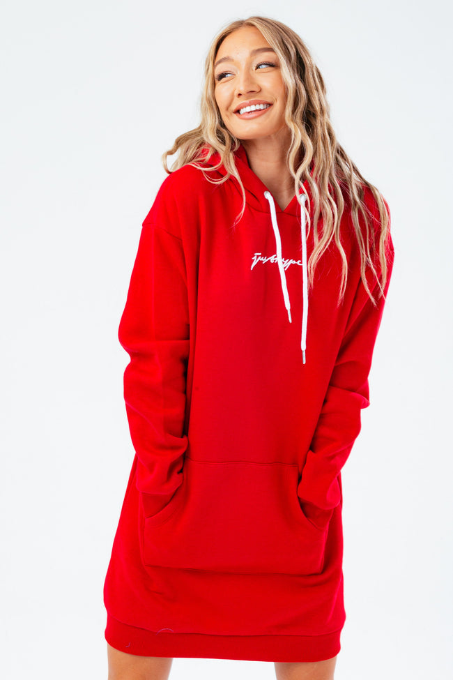 HYPE RED LONG LINE WOMEN'S PULLOVER HOODIE