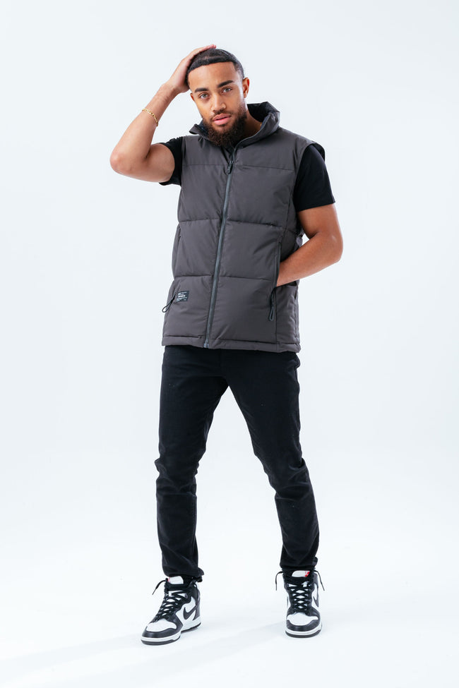 HYPE BLACK ADULT GILET WITH DETACHABLE HOOD