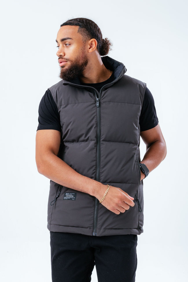 HYPE BLACK ADULT GILET WITH DETACHABLE HOOD