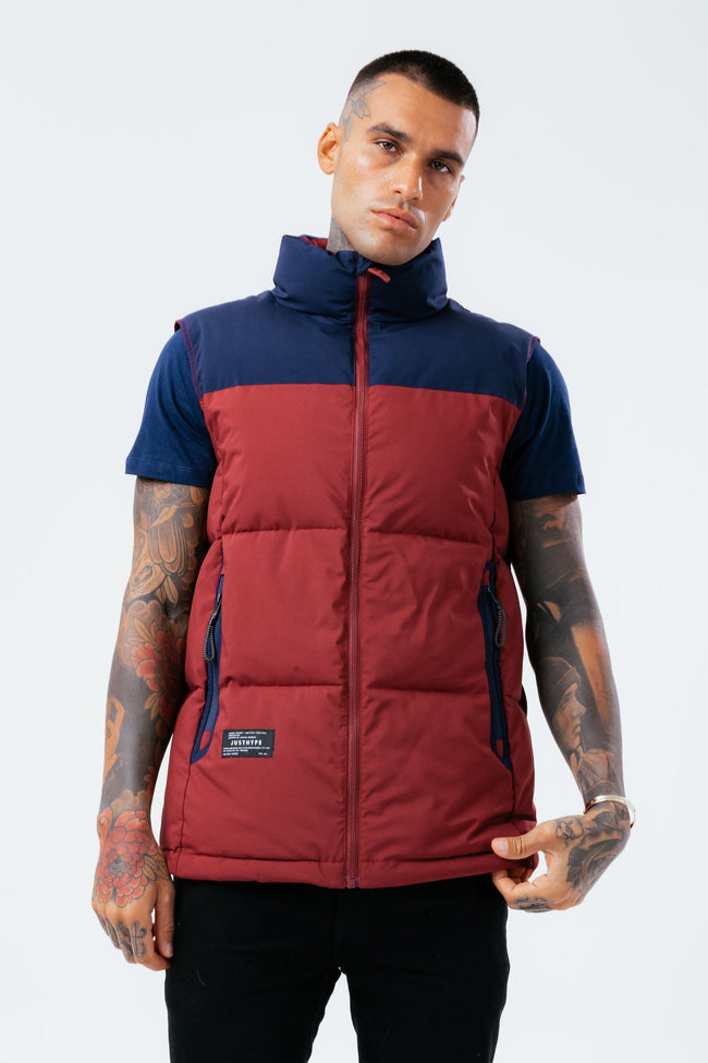 HYPE BURGUNDY ADULT GILET WITH DETACHABLE HOOD