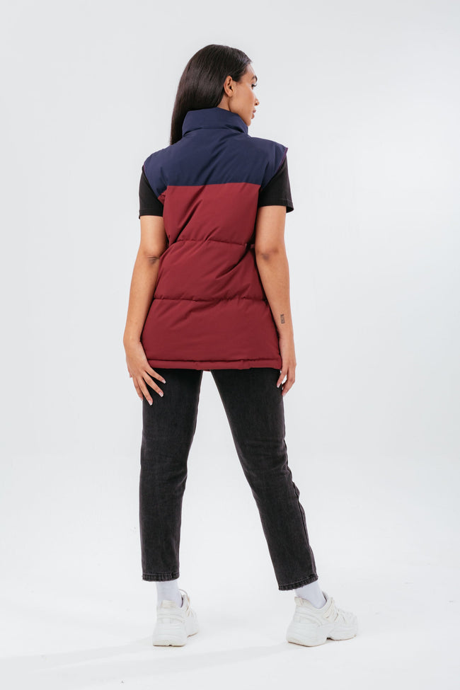 HYPE BURGUNDY ADULT GILET WITH DETACHABLE HOOD