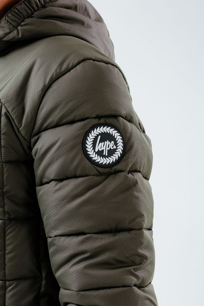 HYPE KHAKI BAFFLED CASUAL BOYS JACKET