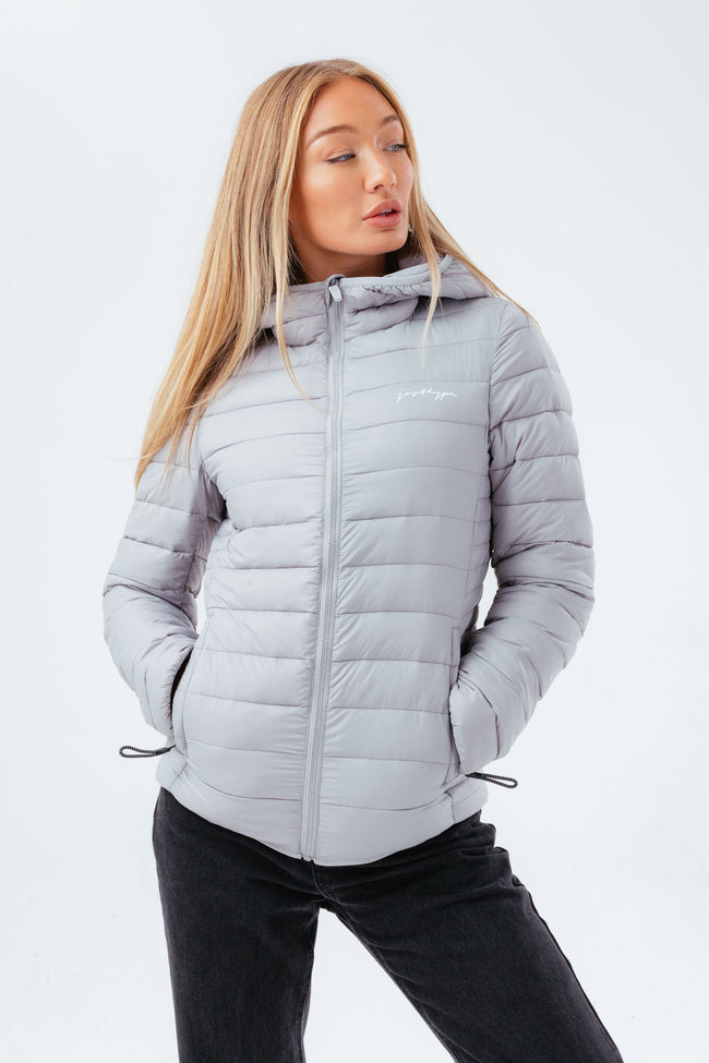 HYPE GREY WOMEN'S LIGHTWEIGHT PUFFER JACKET