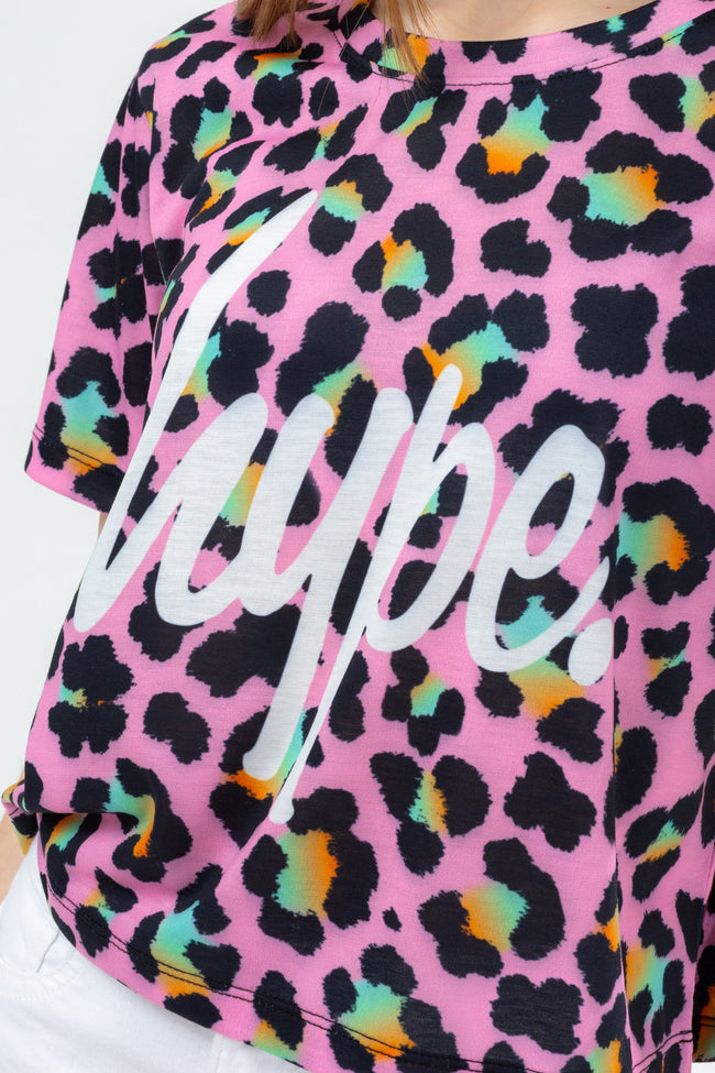 HYPE DISCO LEOPARD GIRLS CROP T-SHIRT