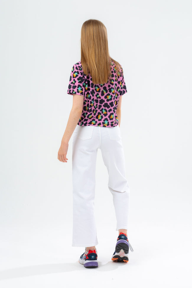 HYPE DISCO LEOPARD GIRLS CROP T-SHIRT