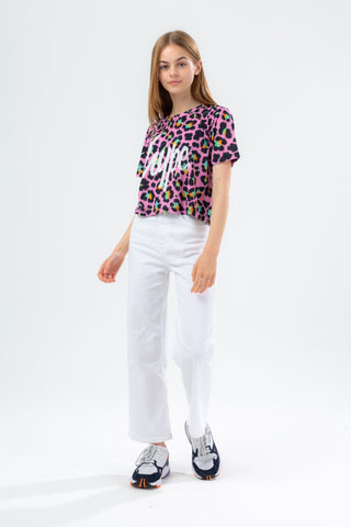 HYPE DISCO LEOPARD GIRLS CROP T-SHIRT