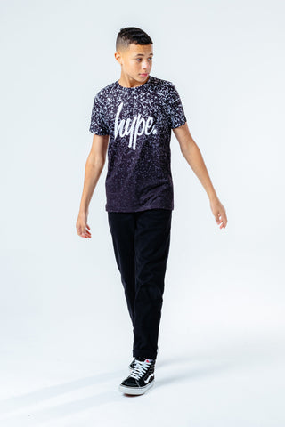 HYPE BLACK BLOTCH SPECKLE FADE KIDS T-SHIRT