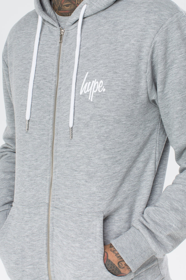 HYPE GREY MINI SCRIPT MEN'S ZIP HOODIE