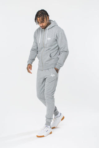 HYPE GREY MINI SCRIPT MEN'S ZIP HOODIE