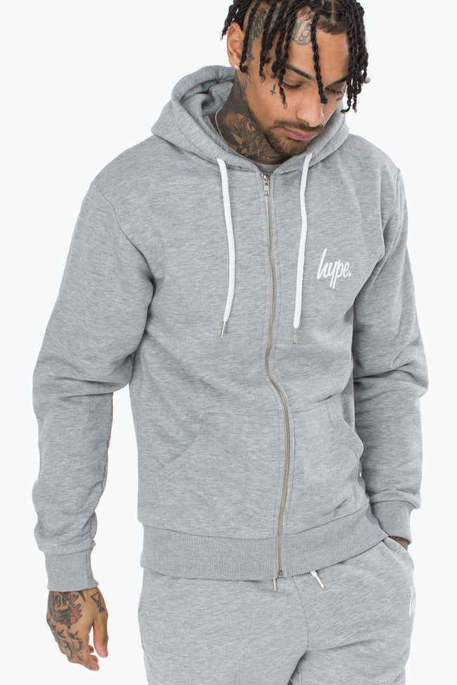 HYPE GREY MINI SCRIPT MEN'S ZIP HOODIE