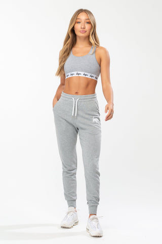 HYPE GREY WHITE SCRIPT WOMENS JOGGERS