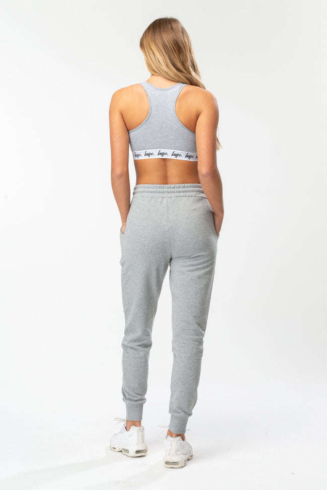 HYPE GREY WHITE SCRIPT WOMENS JOGGERS