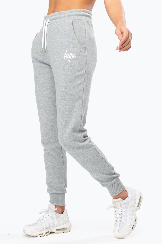 HYPE GREY WHITE SCRIPT WOMENS JOGGERS